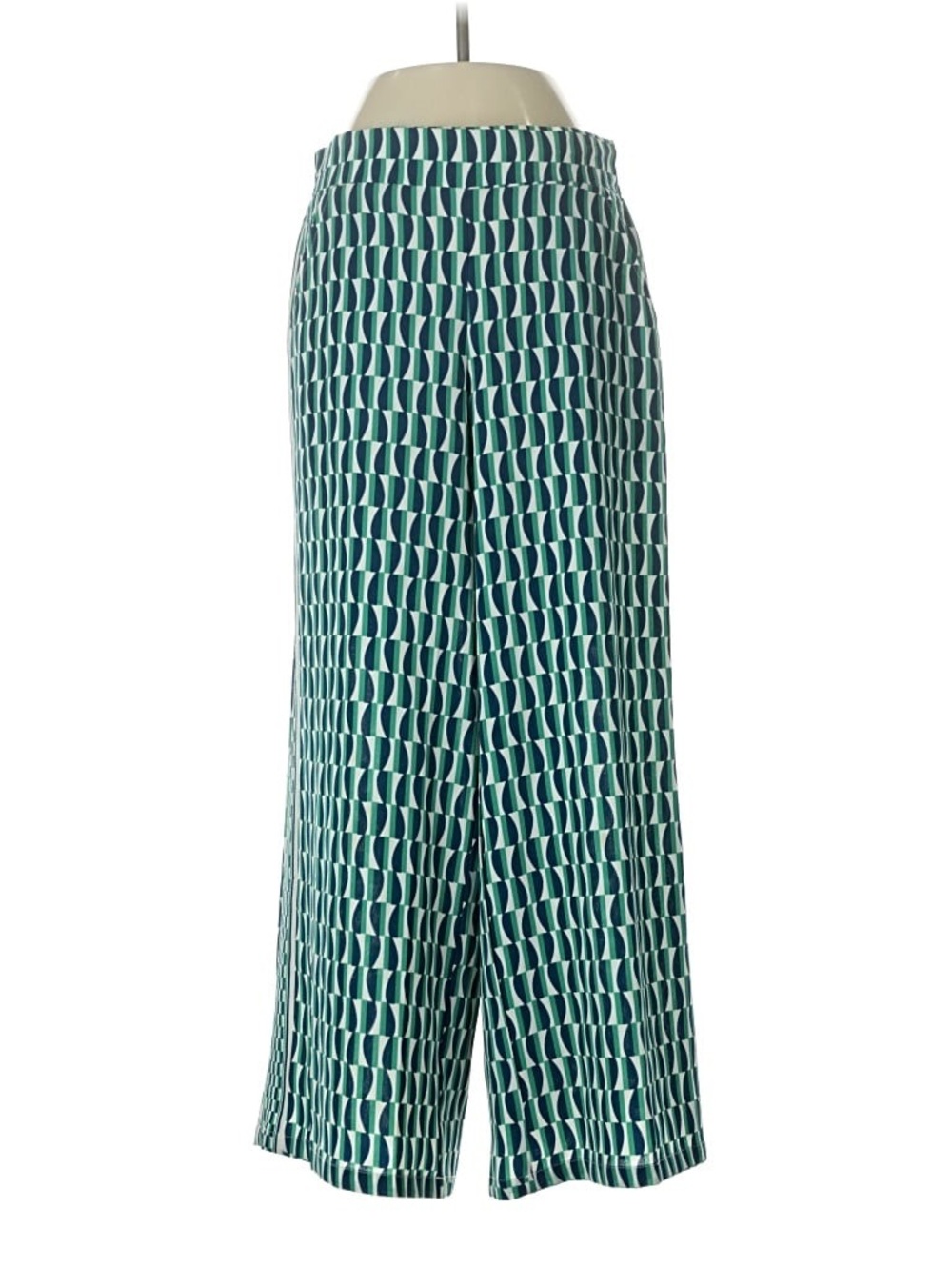 Max Studio Women's Geo Bubble Crepe Side Border wide leg Pants w Pockets. NWT